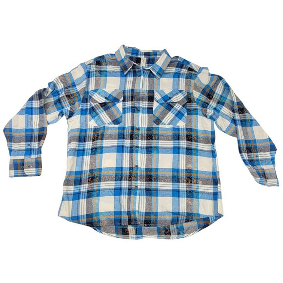 Blue Plaid Shirt Light Weight Long Sleeve Button-Up Pockets Womens 2X New - Picture 3 of 7
